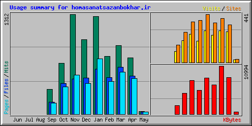 Usage summary for homasanatsazanbokhar.ir